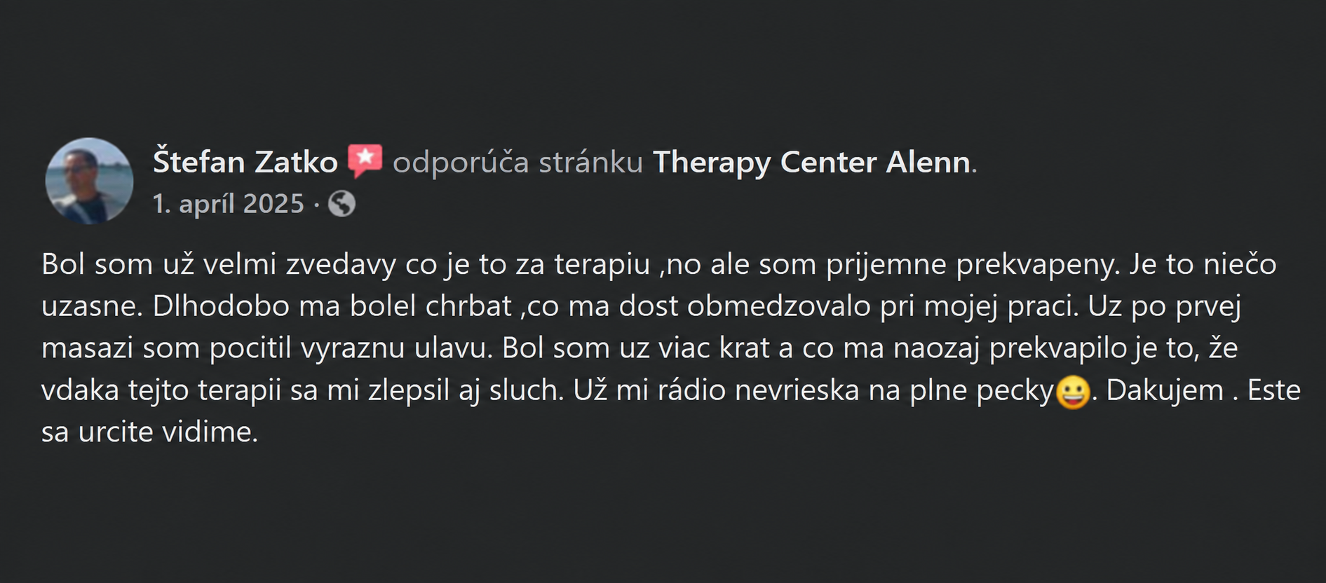 Facebook recenzia – Štefan Zatko